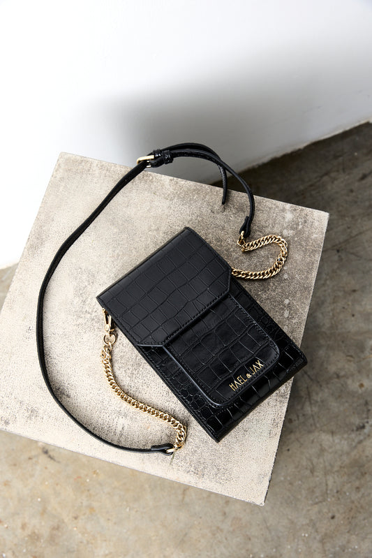 PALOMA BAG Black Leather Croc